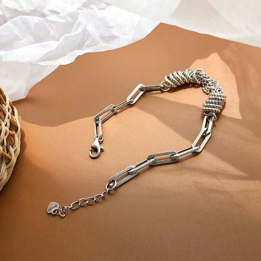 925 Sterling Silver Bracelet for Women and Men Vintage Heart Pendant Cuff - Dahab'sCO