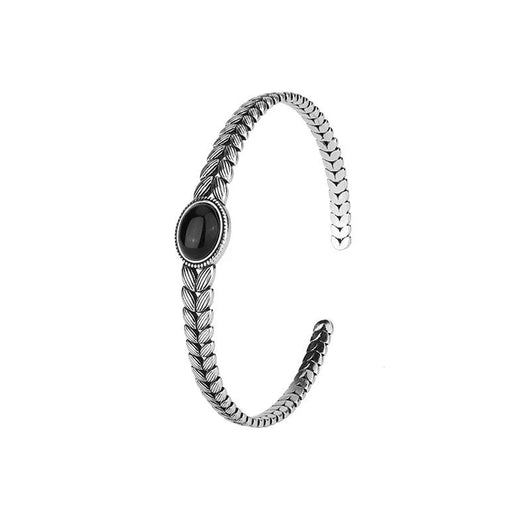 925 Sterling Silver Bracelet for Women and Men With Black Stone - Dahab'sCO