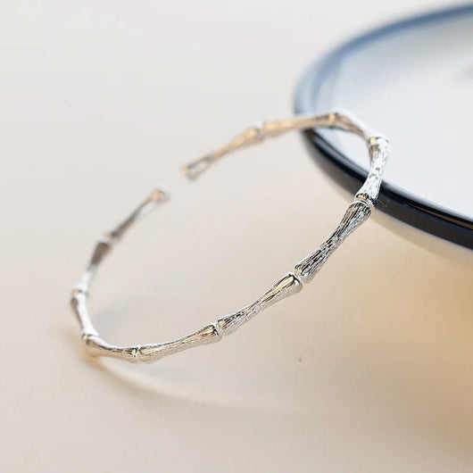 925 Sterling Silver Punk Wide Geometric Bangle Bracelet for Men Women - Dahab'sCO
