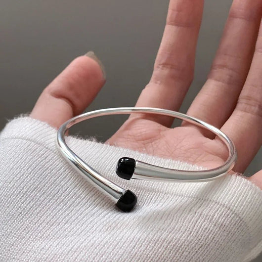 925 Sterling Silver Punk Wide Geometric Bangle Bracelet for Men Women - Dahab'sCO