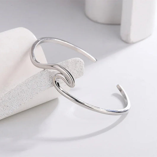 925 Sterling Silver Punk Wide Geometric Bangle Bracelet for Men Women - Dahab'sCO