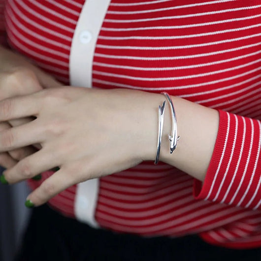 925 Sterling Silver Punk Wide Geometric Bangle Bracelet for Men Women - Dahab'sCO