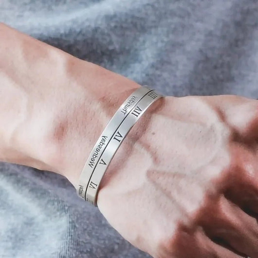 925 Sterling Silver Punk Wide Geometric Bangle Bracelet for Men Women - Dahab'sCO