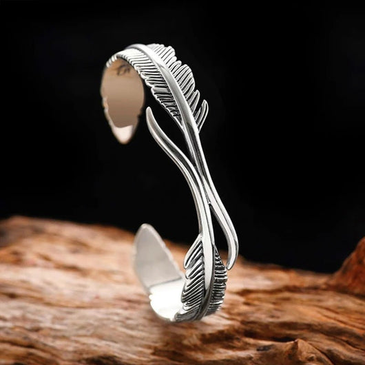 925 Sterling Silver Punk Wide Geometric Bangle Bracelet for Men Women - Dahab'sCO