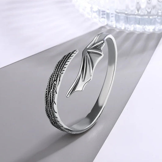 925 Sterling Silver Punk Wide Geometric Bangle Bracelet for Men Women - Dahab'sCO