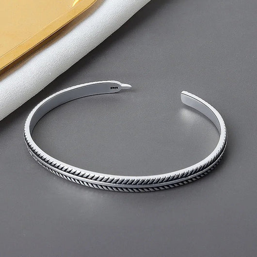 925 Sterling Silver Vintage Feather Charm Bracelet - Unisex Fashion Jewelry - Dahab'sCO