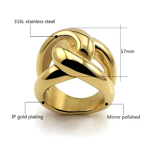 Gold Stainless Steel Domed Cross Ring