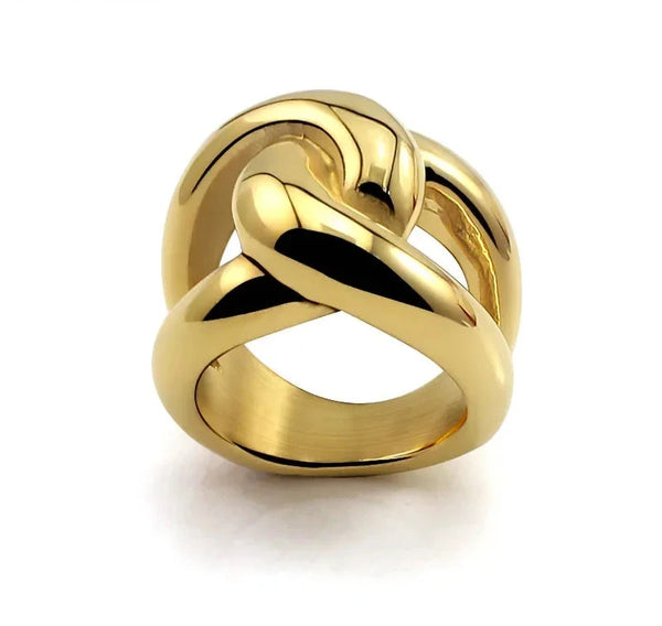 Gold Stainless Steel Domed Cross Ring