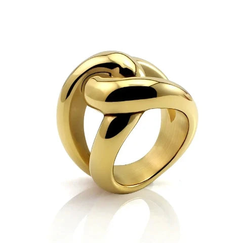 Gold Stainless Steel Domed Cross Ring