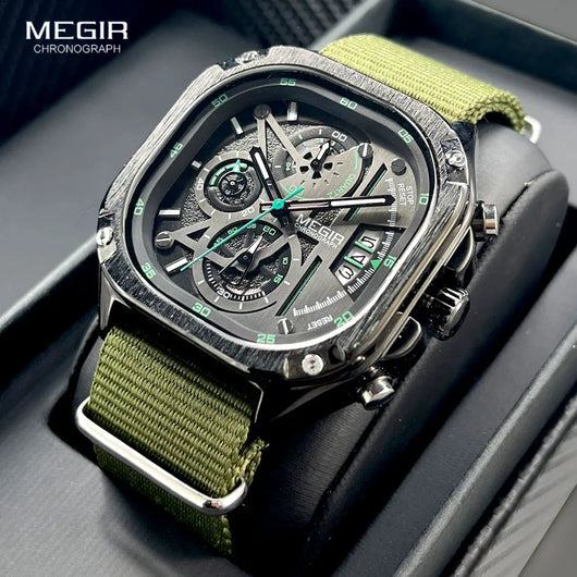 MEGIR Black Quartz Watch Chronograph Men's Wristwatch Dahab s'CO