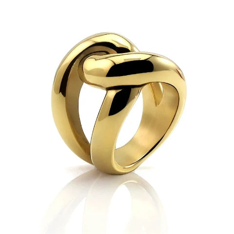 Gold Stainless Steel Domed Cross Ring