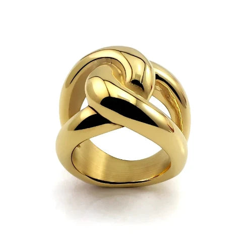 Gold Stainless Steel Domed Cross Ring