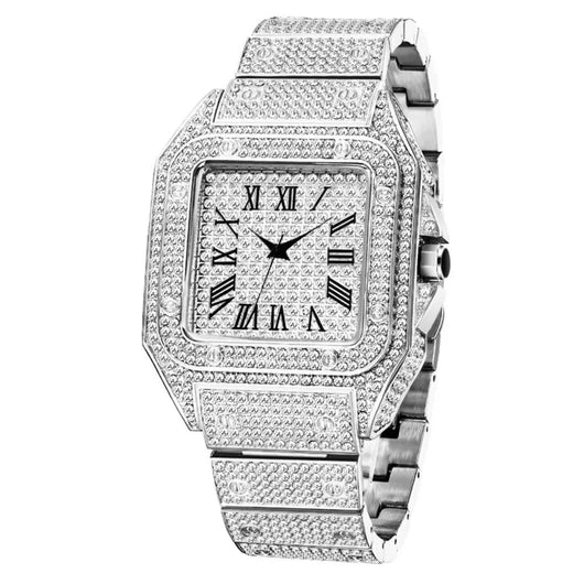 Iced Moissanite Bust Down Watch Unisex Hip Hop Bling Luxury Timepiece - Dahab'sCO