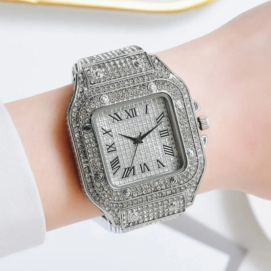 Iced Moissanite Bust Down Watch Unisex Hip Hop Bling Luxury Timepiece - Dahab'sCO