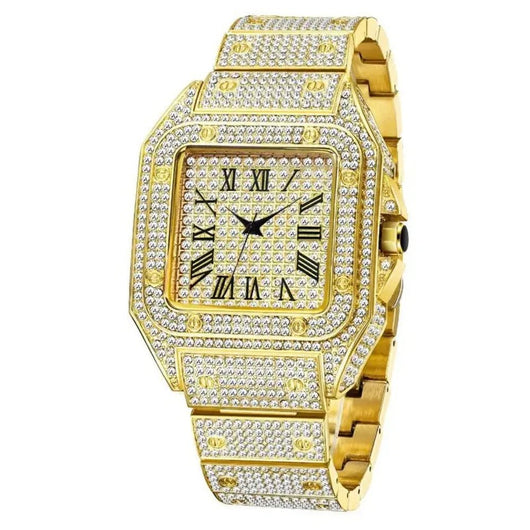 Iced Moissanite Bust Down Watch Unisex Hip Hop Bling Luxury Timepiece - Dahab'sCO