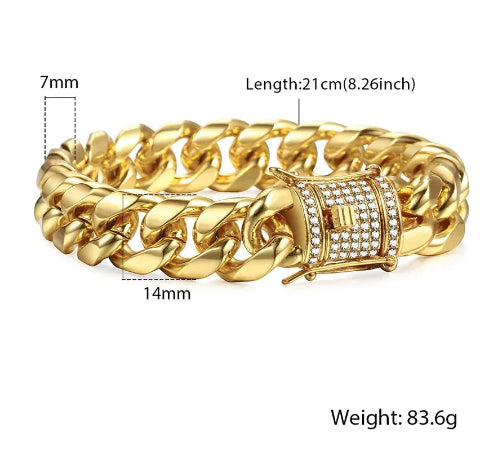 Gold Miami Curb Cuban Chain Bracelet