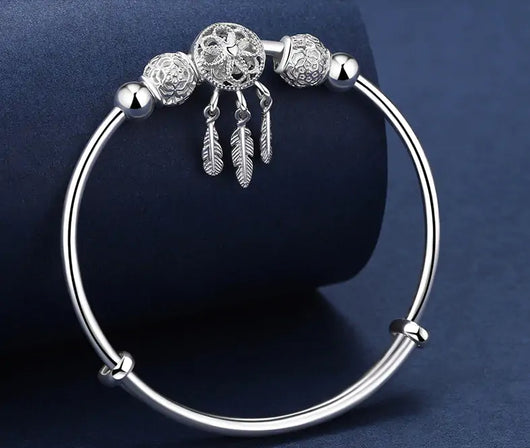 Bracelet for Women | Silver Feather Bangle