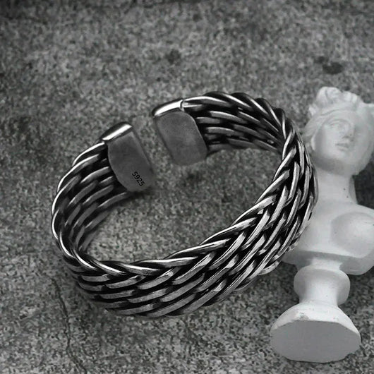 Men's Handwoven Braided Sterling Silver Bracelet - Dahab'sCO