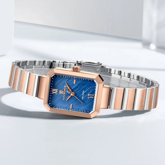 NAVIFORCE Luxury Square Women’s Watch Waterproof Stainless Steel Luminous Dial - Dahab'sCO