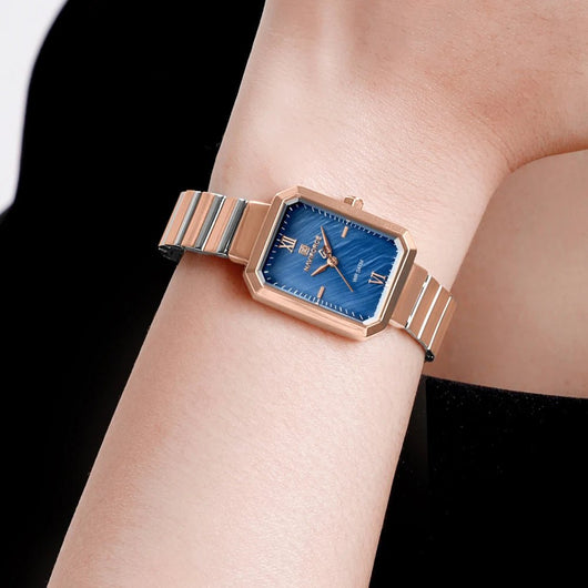 NAVIFORCE Luxury Square Women’s Watch Waterproof Stainless Steel Luminous Dial - Dahab'sCO