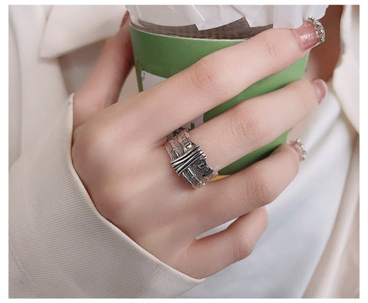 S925 Sterling Silver Vintage Distressed Ring - Dahab'sCO