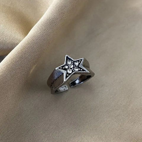 Shiny Rhinestone Pentagram Zircon Star Couple Rings for Men Women - Dahab s'CO