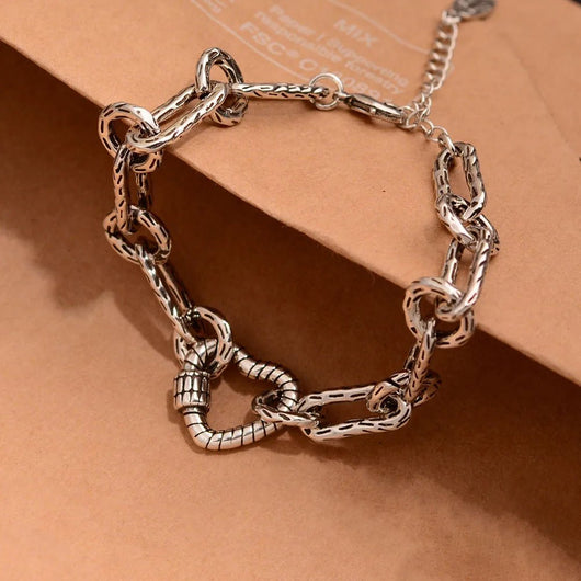 Sterling Silver Heart Charm Bracelet for Women Romantic Jewelry Gift - Dahab'sCO