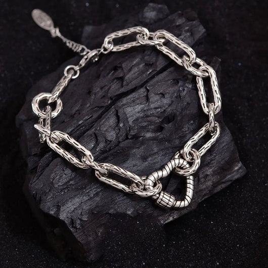 Sterling Silver Heart Charm Bracelet for Women Romantic Jewelry Gift - Dahab'sCO