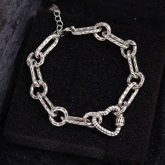 Sterling Silver Heart Charm Bracelet for Women Romantic Jewelry Gift - Dahab'sCO