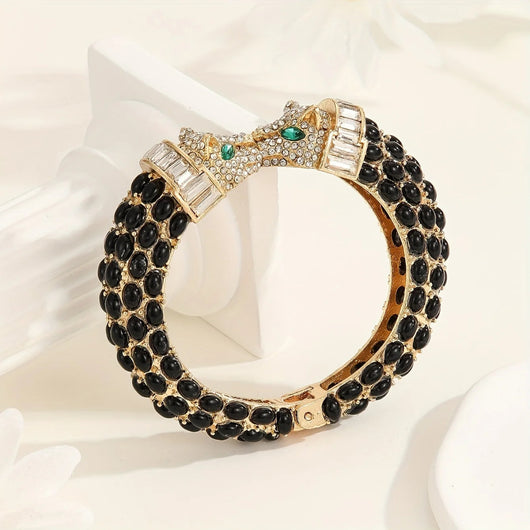 Vintage Luxury Rhinestone Leopard Bangle – Elegant Jewelry for Women - Dahab s'CO