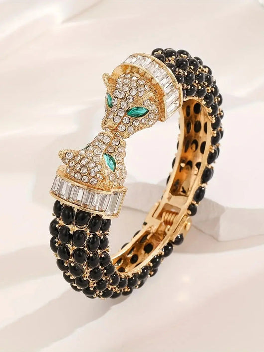 Vintage Luxury Rhinestone Leopard Bangle – Elegant Jewelry for Women - Dahab s'CO