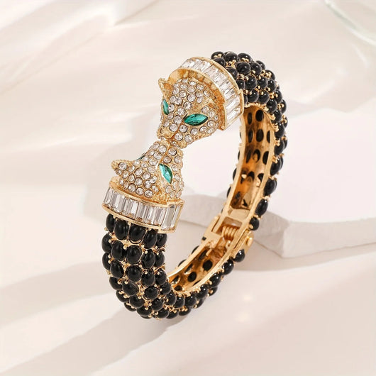 Vintage Luxury Rhinestone Leopard Bangle – Elegant Jewelry for Women - Dahab s'CO