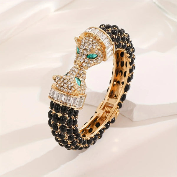 Vintage Luxury Rhinestone Leopard Bangle – Elegant Jewelry for Women - Dahab s'CO