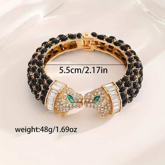 Vintage Luxury Rhinestone Leopard Bangle – Elegant Jewelry for Women - Dahab s'CO