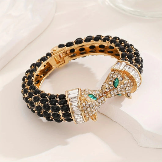 Vintage Luxury Rhinestone Leopard Bangle – Elegant Jewelry for Women - Dahab s'CO
