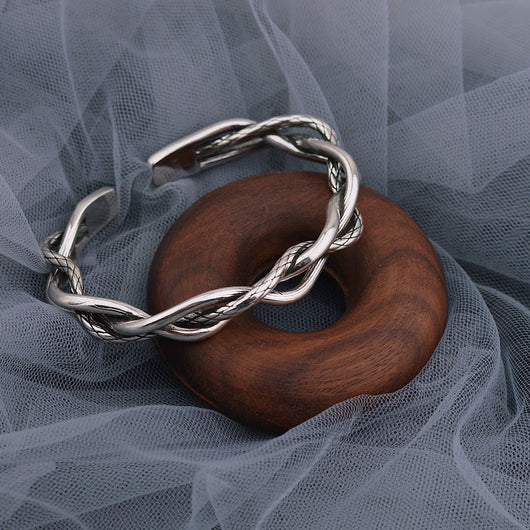 Vintage Woven Twist Bracelet Unisex Punk Cuff Jewelry - Dahab'sCO